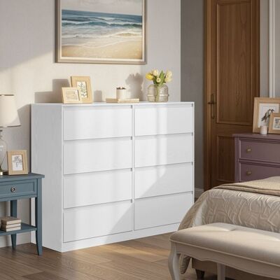 VASAGLE Commode pas cher Commode 8 Tiroirs 40 x 1194 x 975 cm Style Moderne Blanc Blanc - Publicité VASAGLE Commode pas cher Commode 8 Tiroirs 40 x 1194 x 975 cm Style Moderne Blanc Blanc - Publicité