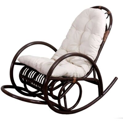 DÉCOSHOP26 Fauteuil chaise a bascule rocking chair relaxation design rustique en rotin marron coussin blanc 04_0002050 Marron - Publicité DÉCOSHOP26 Fauteuil chaise a bascule rocking chair relaxation design rustique en rotin marron coussin blanc 04_0002050 Marron - Publicité