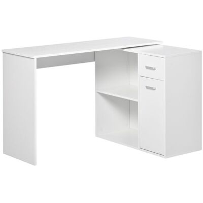 Bureau dangle - HOMCOM - rotatif - bibliothèque tiroir placard poste de travail - panneau de particules - 117x82x74cm - blanc Blanc - Publicité Bureau dangle - HOMCOM - rotatif - bibliothèque tiroir placard poste de travail - panneau de particules - 117x82x74cm - blanc Blanc - Publicité