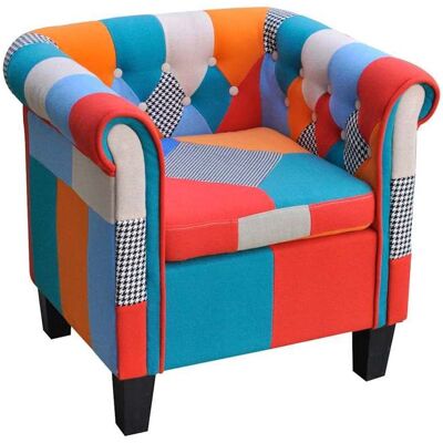 vidaXL Fauteuil avec Design de Patchwork Tissu Siège Meuble Salon Chambre 241027 Bleu - Publicité vidaXL Fauteuil avec Design de Patchwork Tissu Siège Meuble Salon Chambre 241027 Bleu - Publicité