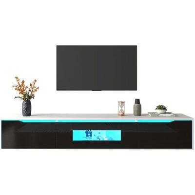 Blueline Nouveau meuble TV Premium sense meuble TV haute brillance couleur noir et blanc avec éclairage LED à changement de couleur. Publicité Blueline Nouveau meuble TV Premium sense meuble TV haute brillance couleur noir et blanc avec éclairage LED à changement de couleur. Publicité