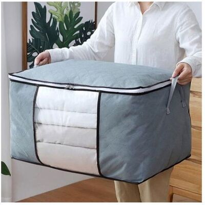 Lot de 4 sacs de rangement pour vêtements - gris - 60 x 40 x 35 cm - épais - pliable - fenêtre transparente Gris - Publicité Lot de 4 sacs de rangement pour vêtements - gris - 60 x 40 x 35 cm - épais - pliable - fenêtre transparente Gris - Publicité