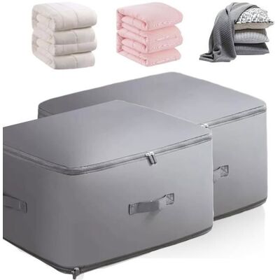 2pcs Sacs de Rangement Vêtement - FREOSEN - Couette Organisateur - Sous-vide - Gris 60x54x42cm Gris - Publicité 2pcs Sacs de Rangement Vêtement - FREOSEN - Couette Organisateur - Sous-vide - Gris 60x54x42cm Gris - Publicité