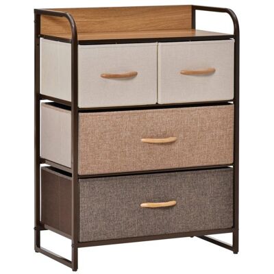 Commode - meuble de rangement - HOMCOM - 4 tiroirs en tissu mobilier chambre - acier tissu - 58x29x78 5cm - multicolore Marron - Publicité Commode - meuble de rangement - HOMCOM - 4 tiroirs en tissu mobilier chambre - acier tissu - 58x29x78 5cm - multicolore Marron - Publicité