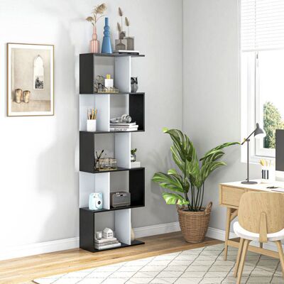 Generic Bibliothèque Design Contemporain Noir et Blanc 5 Étagères Rangement en S Meuble Noir - Publicité Generic Bibliothèque Design Contemporain Noir et Blanc 5 Étagères Rangement en S Meuble Noir - Publicité