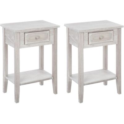 Lot de 2 tables de chevet 1 tiroir Charme Atmosphera - - Beige - Publicité Lot de 2 tables de chevet 1 tiroir Charme Atmosphera - - Beige - Publicité