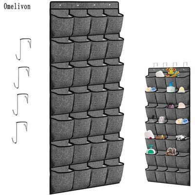 FOOTIER Rangement Chaussure à Suspendre - Omelivon - 28 Compartiments - Gris - 155 x 55 cm - Pliable Gris - Publicité FOOTIER Rangement Chaussure à Suspendre - Omelivon - 28 Compartiments - Gris - 155 x 55 cm - Pliable Gris - Publicité