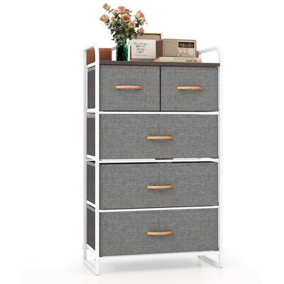 COSTWAY Commode en Tissu avec 5 Tiroirs Pliables Cadre en Fer 58x29x995 CM pour Couloir Chambre à Coucher Gris Gris - Publicité COSTWAY Commode en Tissu avec 5 Tiroirs Pliables Cadre en Fer 58x29x995 CM pour Couloir Chambre à Coucher Gris Gris - Publicité