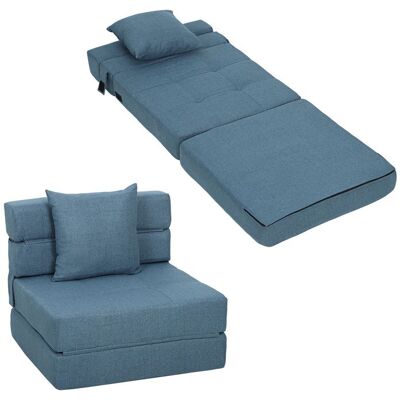 Chauffeuse canapé-lit HOMCOM convertible fauteuil 1 place avec 1 coussin déhoussable tissu bleu foncé Bleu - Publicité Chauffeuse canapé-lit HOMCOM convertible fauteuil 1 place avec 1 coussin déhoussable tissu bleu foncé Bleu - Publicité