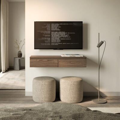 SELSEY Meuble TV 2 portes – BEMMI SLIM – aspect bois noyer Wisconsin – 100 cm Marron - Publicité SELSEY Meuble TV 2 portes – BEMMI SLIM – aspect bois noyer Wisconsin – 100 cm Marron - Publicité