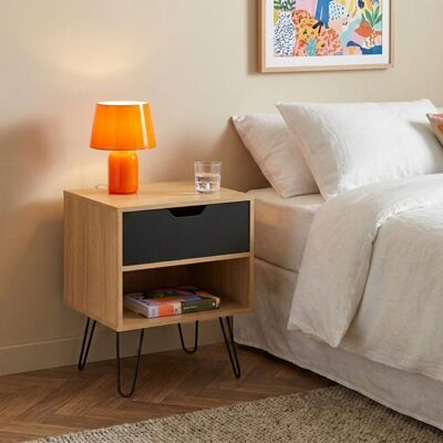 Baïta Lot de 2 Tables de chevet DUO Noir et Chêne - Look Industriel Compact - Publicité Baïta Lot de 2 Tables de chevet DUO Noir et Chêne - Look Industriel Compact - Publicité
