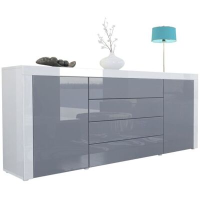 Vladon Buffet commode La Paz en Blanc haute brillance - Gris haute brillance - Blanc haute brillance Gris - Publicité Vladon Buffet commode La Paz en Blanc haute brillance - Gris haute brillance - Blanc haute brillance Gris - Publicité