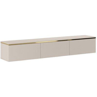 VENTE-UNIQUE Meuble TV suspendu avec 3 portes - Beige et doré - VUKIA Beige - Publicité VENTE-UNIQUE Meuble TV suspendu avec 3 portes - Beige et doré - VUKIA Beige - Publicité
