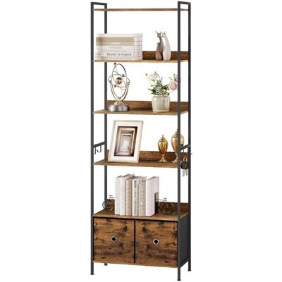 Bibliothèque WOLTU - Meuble Étagère 5 Niveaux avec 2 Tiroirs - 63x30x187cm - Marron Rustique+Noir W0ITT5085 Marron - Publicité Bibliothèque WOLTU - Meuble Étagère 5 Niveaux avec 2 Tiroirs - 63x30x187cm - Marron Rustique+Noir W0ITT5085 Marron - Publicité