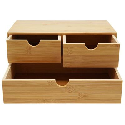 OUKANING Boîte de rangement en bambou à 3 tiroirs mini-boîte de rangement à tiroirs idéale pour le bureau - Publicité OUKANING Boîte de rangement en bambou à 3 tiroirs mini-boîte de rangement à tiroirs idéale pour le bureau - Publicité