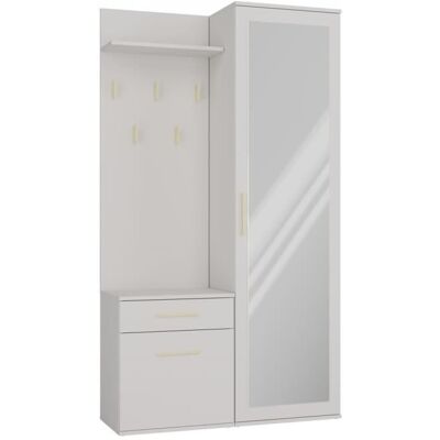 CDF SHEILA - Vestiaire dentrée avec miroir - Armoire + porte-manteau - Rangements chaussures - Beige Beige - Publicité CDF SHEILA - Vestiaire dentrée avec miroir - Armoire + porte-manteau - Rangements chaussures - Beige Beige - Publicité