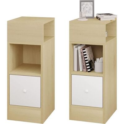 EUGAD Lot de 2 Table de Chevet Table de Nuit avec 2 Compartiments Ouverts et 1 Tiroir 25x30x66cm Chêne Clair 0192ZZ-2 Jaune - Publicité EUGAD Lot de 2 Table de Chevet Table de Nuit avec 2 Compartiments Ouverts et 1 Tiroir 25x30x66cm Chêne Clair 0192ZZ-2 Jaune - Publicité