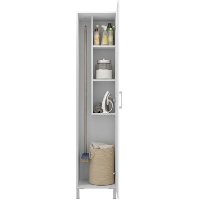 PEGANE Armoire placard de rangement avec 1 Porte coloris blanc - longueur 42 x profondeur 41 x hauteur 187 cm Blanc - Publicité PEGANE Armoire placard de rangement avec 1 Porte coloris blanc - longueur 42 x profondeur 41 x hauteur 187 cm Blanc - Publicité