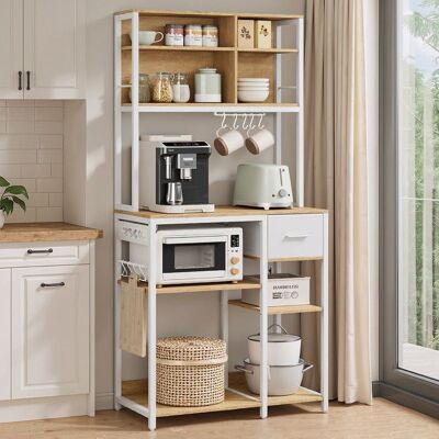 Desserte de cuisine - VASAGLE - Étagère de Cuisine avec Multiprise - 40 x 80 x 1804 cm Doré Chêne et Blanc Nuage Blanc - Publicité Desserte de cuisine - VASAGLE - Étagère de Cuisine avec Multiprise - 40 x 80 x 1804 cm Doré Chêne et Blanc Nuage Blanc - Publicité