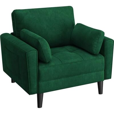 Yaheetech Fauteuil de Salon 1 Place en Tissu Effet Lin avec 2 Coussins Poches de Rangement Latérales Vert Vert - Publicité Yaheetech Fauteuil de Salon 1 Place en Tissu Effet Lin avec 2 Coussins Poches de Rangement Latérales Vert Vert - Publicité