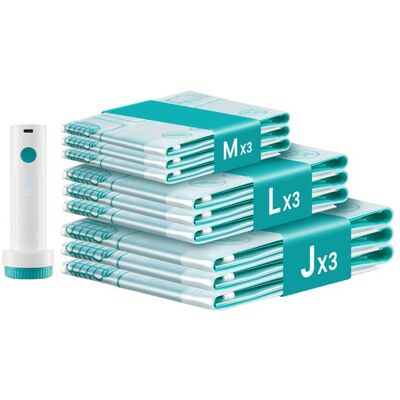 SONGMICS Housse De Rangement sous Vide Réutilisables Lot de 9 avec Pompe Électrique pour Vêtements Linge Voyage Transparent - Publicité SONGMICS Housse De Rangement sous Vide Réutilisables Lot de 9 avec Pompe Électrique pour Vêtements Linge Voyage Transparent - Publicité