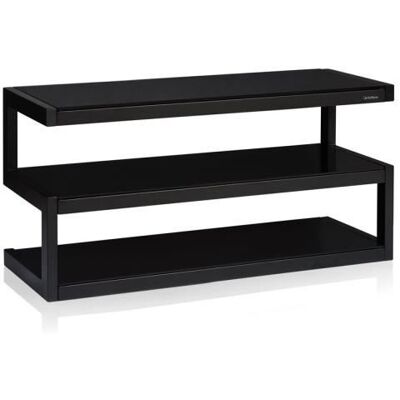 Meuble TV - NorStone - Esse - Noir Satiné - Verres Noirs - Supporte jusquà 80 kg Blanc - Publicité Meuble TV - NorStone - Esse - Noir Satiné - Verres Noirs - Supporte jusquà 80 kg Blanc - Publicité