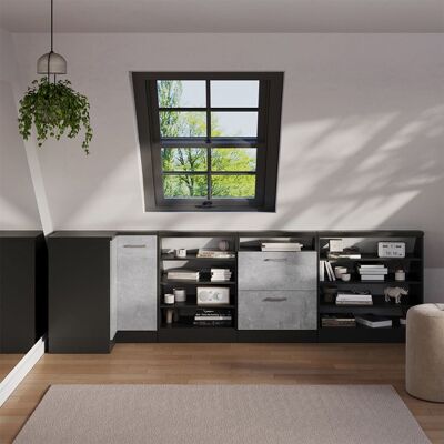 Meuble de rangement sous pente Rion 80x81.6cm avec 4 compartiments Anthracite Vicco 58511 Noir - Publicité Meuble de rangement sous pente Rion 80x81.6cm avec 4 compartiments Anthracite Vicco 58511 Noir - Publicité