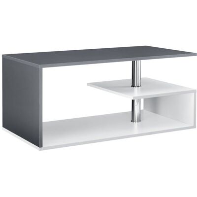 HELLOSHOP26 Table basse de salon avec étagère rangement en MDF 90 cm blanc et gris foncé Blanc - Publicité HELLOSHOP26 Table basse de salon avec étagère rangement en MDF 90 cm blanc et gris foncé Blanc - Publicité