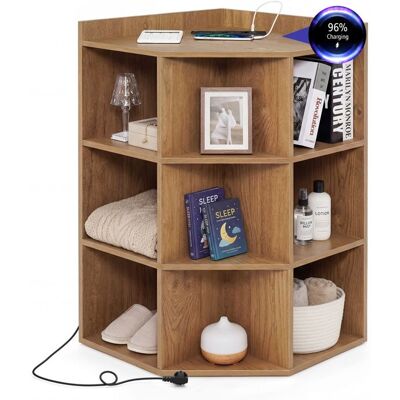 Bibliothèque dAngle 3 Niveaux COSTWAY avec Station de Charge Étagère Ouverte en Bois avec 9 Compartiments 2 Ports USB 4 Prises Marron - Publicité Bibliothèque dAngle 3 Niveaux COSTWAY avec Station de Charge Étagère Ouverte en Bois avec 9 Compartiments 2 Ports USB 4 Prises Marron - Publicité