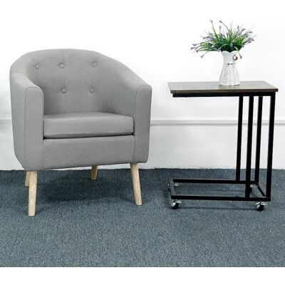 Fauteuil Chaise Salon Scandinave - YIS - Siège en Lin / Pieds en Bois massif - Gris Gris - Publicité Fauteuil Chaise Salon Scandinave - YIS - Siège en Lin / Pieds en Bois massif - Gris Gris - Publicité