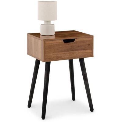 Idimex Table de chevet LAYLA H 57 cm avec 1 Tiroir Coloris Noyer Design Moderne Table de Nuit sur Pieds en Bois - Publicité Idimex Table de chevet LAYLA H 57 cm avec 1 Tiroir Coloris Noyer Design Moderne Table de Nuit sur Pieds en Bois - Publicité