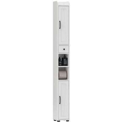 Meuble de rangement colonne - HOMCOM - 2 portes tiroir étagères réglables porte-papier - panneau de particules - 20x20x185cm - blanc Blanc - Publicité Meuble de rangement colonne - HOMCOM - 2 portes tiroir étagères réglables porte-papier - panneau de particules - 20x20x185cm - blanc Blanc - Publicité