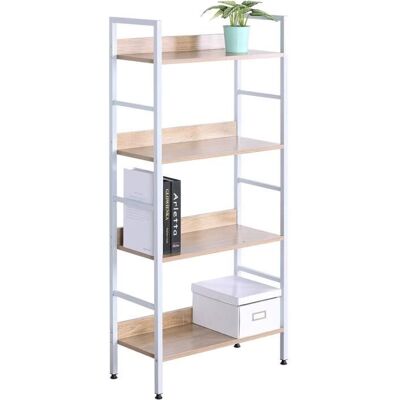 WOLTU Étagère de Rangement en acier et en bois avec 4 tablettesBlanc+chêne clair 60x275x126cm Blanc - Publicité WOLTU Étagère de Rangement en acier et en bois avec 4 tablettesBlanc+chêne clair 60x275x126cm Blanc - Publicité