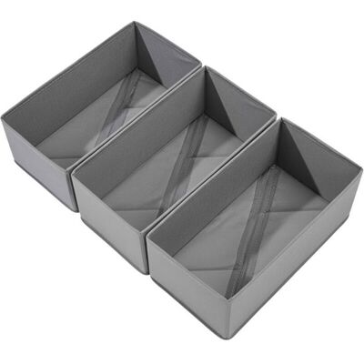 SHU Organisateur de tiroir à chaussettes 3 pièces - Boîte de rangement pliable en tissu séparateur de sous-vêtements gris - Publicité SHU Organisateur de tiroir à chaussettes 3 pièces - Boîte de rangement pliable en tissu séparateur de sous-vêtements gris - Publicité