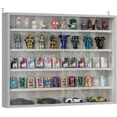 Vitrine murale pour objets de collection HOMCOM 4 étagère réglables en hauteur et 2 portes coulissantes 80 x 95 x 60 cm gris Gris - Publicité Vitrine murale pour objets de collection HOMCOM 4 étagère réglables en hauteur et 2 portes coulissantes 80 x 95 x 60 cm gris Gris - Publicité