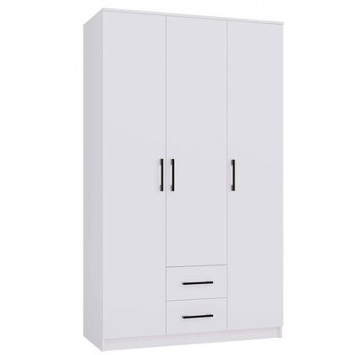 CDF ROMA - Armoire moderne 120 cm - 3 portes et 2 tiroirs - Blanc Blanc - Publicité CDF ROMA - Armoire moderne 120 cm - 3 portes et 2 tiroirs - Blanc Blanc - Publicité