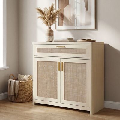 VASAGLE Buffet de cuisine Bohème avec Portes Effet Cannage Rotin pour Salle à Manger Cuisine Beige Beige - Publicité VASAGLE Buffet de cuisine Bohème avec Portes Effet Cannage Rotin pour Salle à Manger Cuisine Beige Beige - Publicité