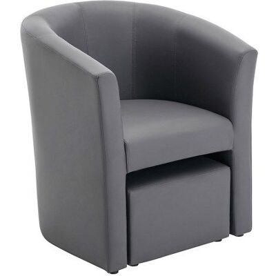 VENTE-UNIQUE Fauteuil cabriolet et pouf en simili gris JOVANA Gris - Publicité VENTE-UNIQUE Fauteuil cabriolet et pouf en simili gris JOVANA Gris - Publicité