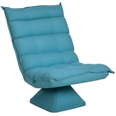 Fauteuil de sol HOMCOM paresseux fauteuil relax fauteuil salon design capitonné inclinaison dossier réglable pivotant 360° Bleu - Publicité Fauteuil de sol HOMCOM paresseux fauteuil relax fauteuil salon design capitonné inclinaison dossier réglable pivotant 360° Bleu - Publicité