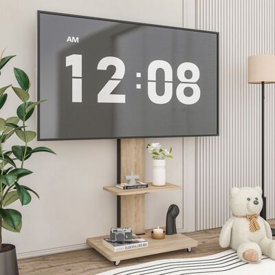 WOVREO Meuble TV mobileavec roulettes verrouillablessupport TV réglable en hauteurnaturelle - 60 x 40 cm Beige - Publicité WOVREO Meuble TV mobileavec roulettes verrouillablessupport TV réglable en hauteurnaturelle - 60 x 40 cm Beige - Publicité