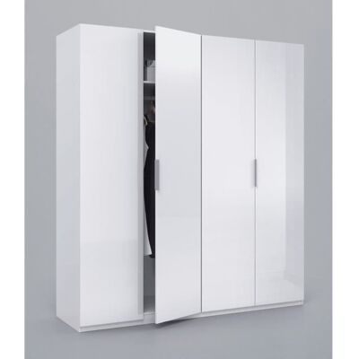 PEGANE Armoire avec 4 portes coloris blanc en bois - Dim : H200 x L180 x P52 cm Blanc - Publicité PEGANE Armoire avec 4 portes coloris blanc en bois - Dim : H200 x L180 x P52 cm Blanc - Publicité