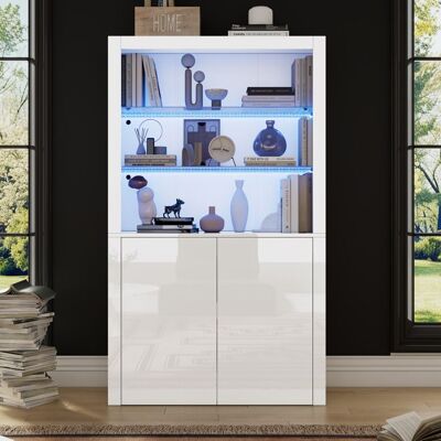 Generic Vitrine en verre 100×35×170 cm avec éclairage LED Buffet haut brillante Buffet salon en blanc meuble salon en verre trempé Blanc - Publicité Generic Vitrine en verre 100×35×170 cm avec éclairage LED Buffet haut brillante Buffet salon en blanc meuble salon en verre trempé Blanc - Publicité