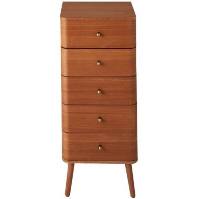 CALICOSY - Chiffonnier 5 tiroirs avec façades aux bords arrondis H100 cm KARL - Bois clair Marron - Publicité CALICOSY - Chiffonnier 5 tiroirs avec façades aux bords arrondis H100 cm KARL - Bois clair Marron - Publicité