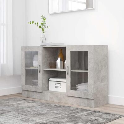 vidaXL Armoire à vitrine Gris béton 120x305x70 cm Bois d’ingénierie 802790 Gris - Publicité vidaXL Armoire à vitrine Gris béton 120x305x70 cm Bois d’ingénierie 802790 Gris - Publicité