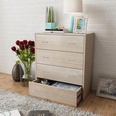 Buffet - vidaXL - 4 tiroirs - Chêne - 60 x 305 x 71 cm - Aspect bois Marron - Publicité Buffet - vidaXL - 4 tiroirs - Chêne - 60 x 305 x 71 cm - Aspect bois Marron - Publicité