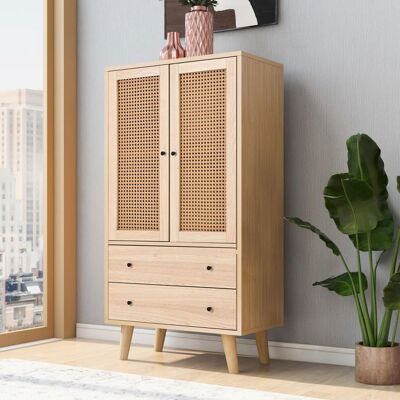 REJIMENEZ2025 Buffet en Rotin Commode avec 2 Portes et 2 Tiroirs Buffet Haut avec Grand Espace de Rangement Armoire polyvalente 60x40x120cm Marron - Publicité REJIMENEZ2025 Buffet en Rotin Commode avec 2 Portes et 2 Tiroirs Buffet Haut avec Grand Espace de Rangement Armoire polyvalente 60x40x120cm Marron - Publicité