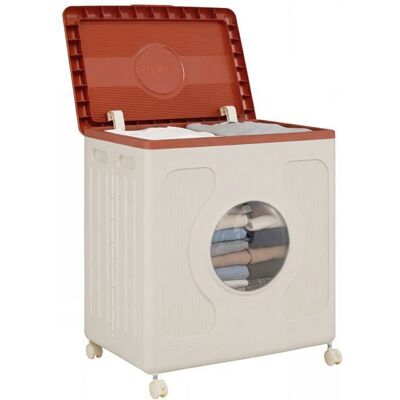 COSTWAY 122L Boite Rangement Plastique Pliable avec Couvercle 4 Roulettes Fenêtre Transparente pour Vêtement Jouets Marron Marron - Publicité COSTWAY 122L Boite Rangement Plastique Pliable avec Couvercle 4 Roulettes Fenêtre Transparente pour Vêtement Jouets Marron Marron - Publicité