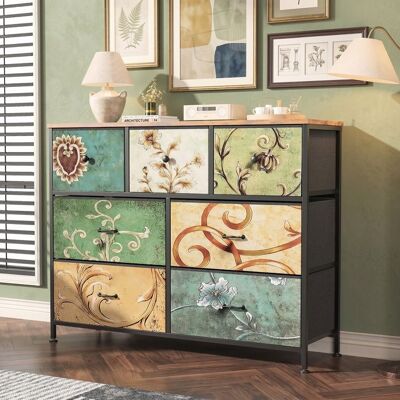 WENDENDY Commode 7 TiroirsCommode Salon Vintage Commodes Chambre Meuble a Tiroirs Rangement Structure en Métal Commodes Entrée (7 Tiroirs) - Publicité WENDENDY Commode 7 TiroirsCommode Salon Vintage Commodes Chambre Meuble a Tiroirs Rangement Structure en Métal Commodes Entrée (7 Tiroirs) - Publicité