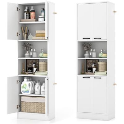 GIANTEX Buffet de Cuisine H190 cm à 6 Etages- 2 Placards avec 4 Portes+2 Compartiments- Meuble Rangement pour Salle de Bain- Blanc Blanc - Publicité GIANTEX Buffet de Cuisine H190 cm à 6 Etages- 2 Placards avec 4 Portes+2 Compartiments- Meuble Rangement pour Salle de Bain- Blanc Blanc - Publicité