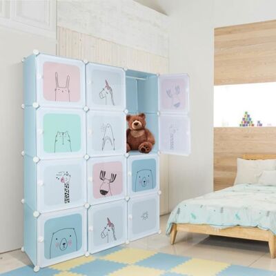 Armoire pour enfants - HOMEWELL - Quatre couches et douze compartiments - Bleu - Contemporain - Design - Chambre Bleu - Publicité Armoire pour enfants - HOMEWELL - Quatre couches et douze compartiments - Bleu - Contemporain - Design - Chambre Bleu - Publicité
